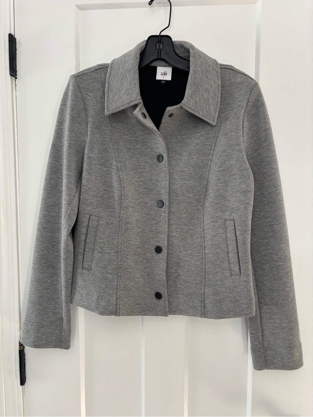 CAbi Gray Tailored Button-Front Jacket Stealth Jacket Small 4680